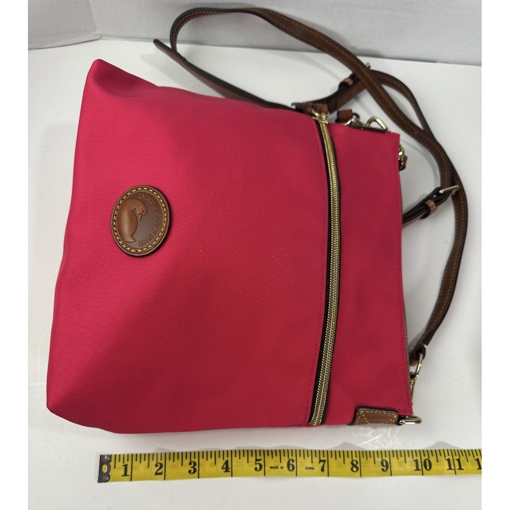 Dooney & Bourke Nylon Zip Crossbody Shoulder Bag Fuchsia Pink Leather Purse - Picture 9 of 15